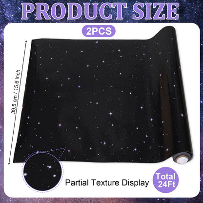 2 Rolls Starry Bulletin Board Paper Roll Non-Woven Bulletin Board Background Reusable Waterproof Poster Fade Resistant Black Purple Poster for Classroom Decor Wrapping Crafts Supplies 15.6 in x 12 Ft
