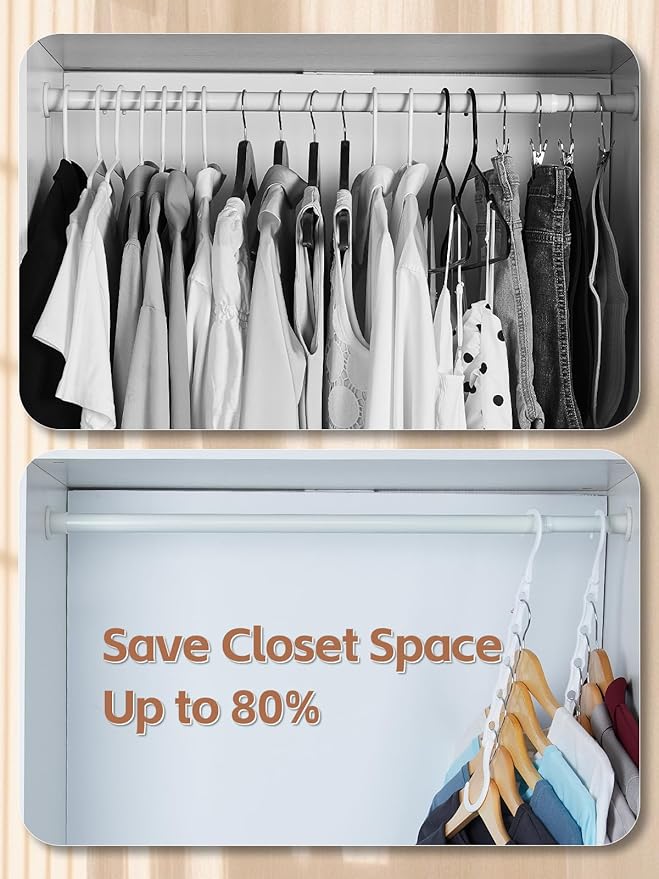 HOUSE DAY Closet Organizers and Storage, 16 Pack, Space Saving Hangers White