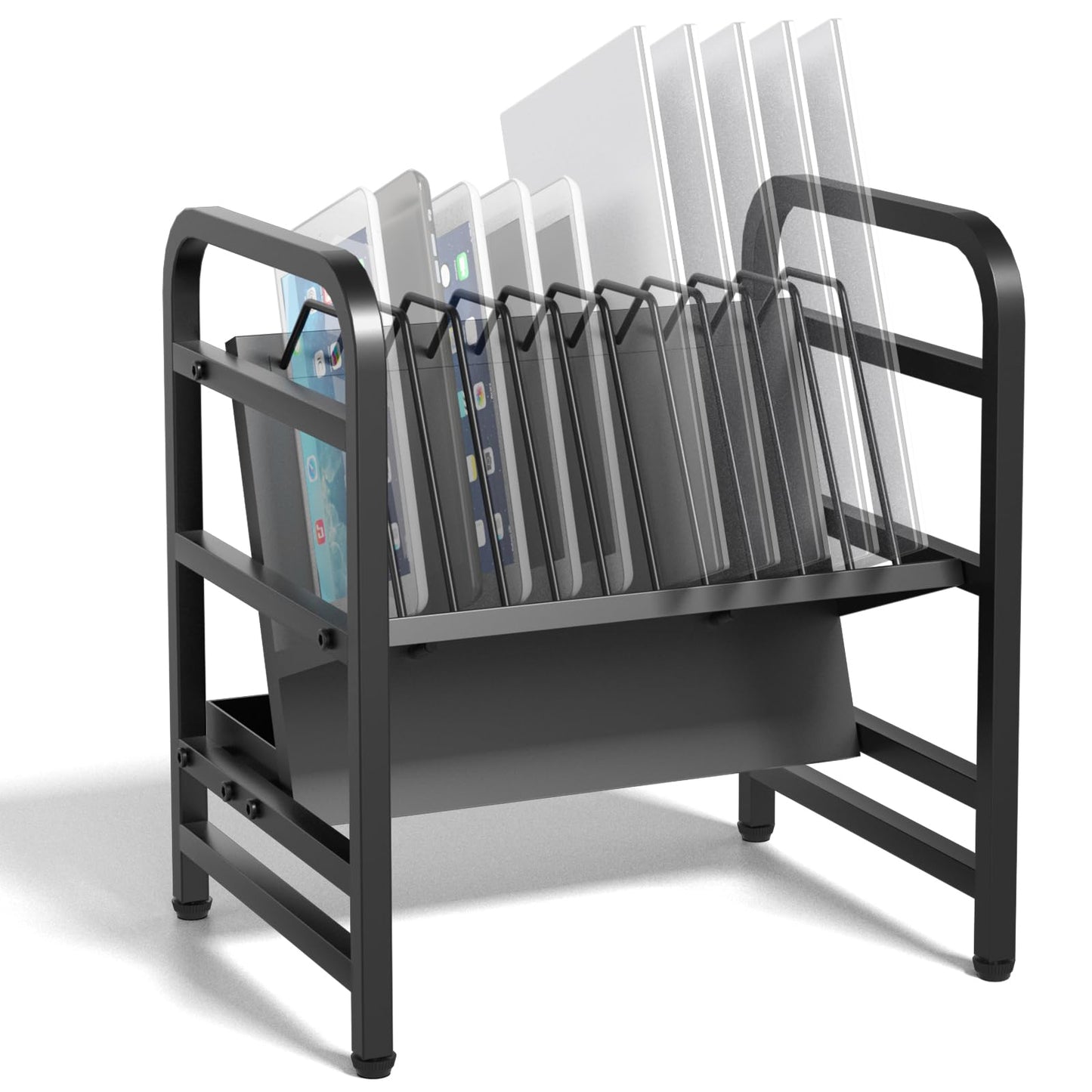 Moricher Chromebooks Charging Station 12-Slot Open Charging and Storage Rack with Leveling Feet for iPads, Tablets and Laptop Computers – Ideal for Classrooms, Offices, and Libraries