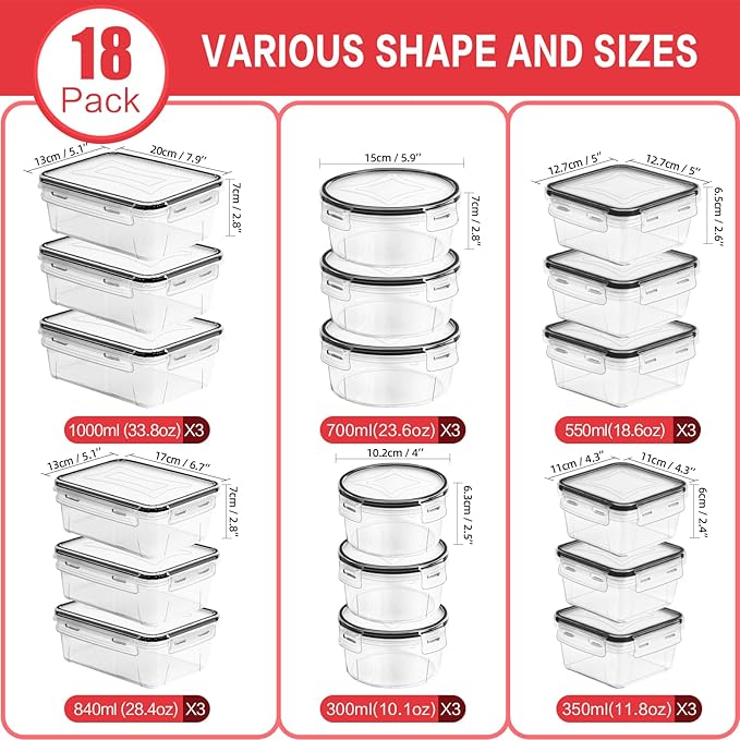 Skroam 36 Pack Food Storage Containers, Plastic BPA-Free Meal Prep Container