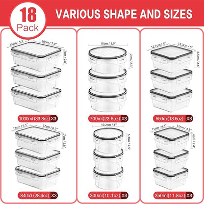 Skroam 36 Pack Food Storage Containers, Plastic BPA-Free Meal Prep Container