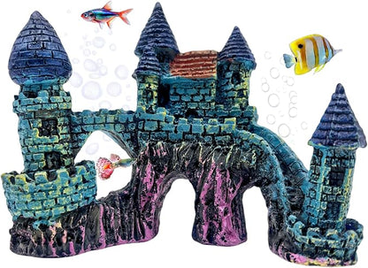 Cute Aquarium Castle Decor, Fish Tank Castle Ornaments, Fairy Aquarium Fish Tank Hide Caves Hideouts Hide House for Small Fish Betta Shrimp Crab Cichlids Guppy
