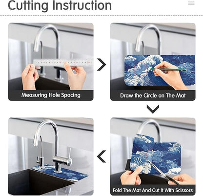 Kitchen Sink Splash Guard 1 PC 30 Inch Sink Faucet Mat Splash Guard