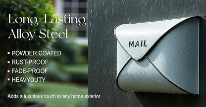 NACH Wall Mount Mailboxes, 11.5 x 9 x 4.5 inch White Wall Mailboxes for Outside, Waterproof Mailboxes for Outside - Envelope Mailbox Kit White
