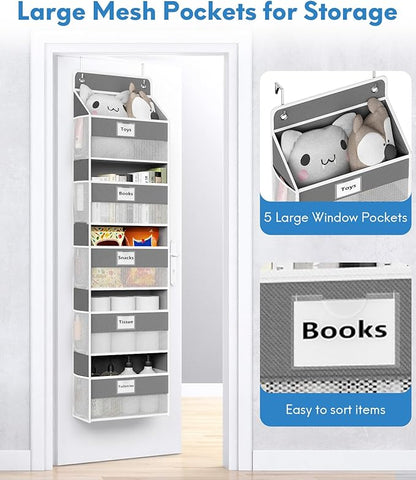 Over The Door Organizer Hanging, 5 Shelf Behind The Doors Storage, Pantry Door