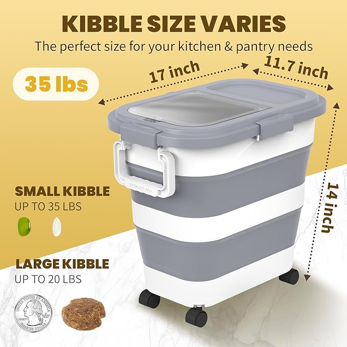 HOYTAMDA 25-35Lbs Rice Container, Collapsible Airtight Food Storage Containers