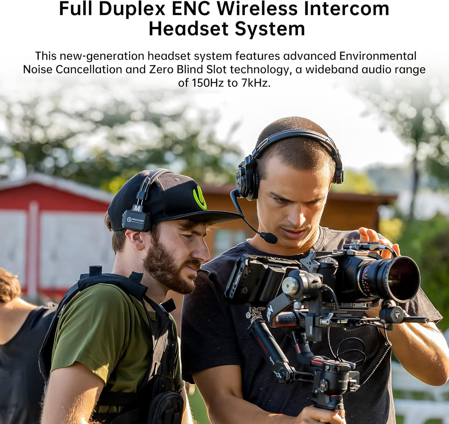 Hollyland Solidcom C1 Pro Wireless Intercom Headset System ENC Noise Cancellation Full Duplex 4-Person 1100ft Team Communication with PTT Mute Single Ear Headset for Church Drone TV Film Production