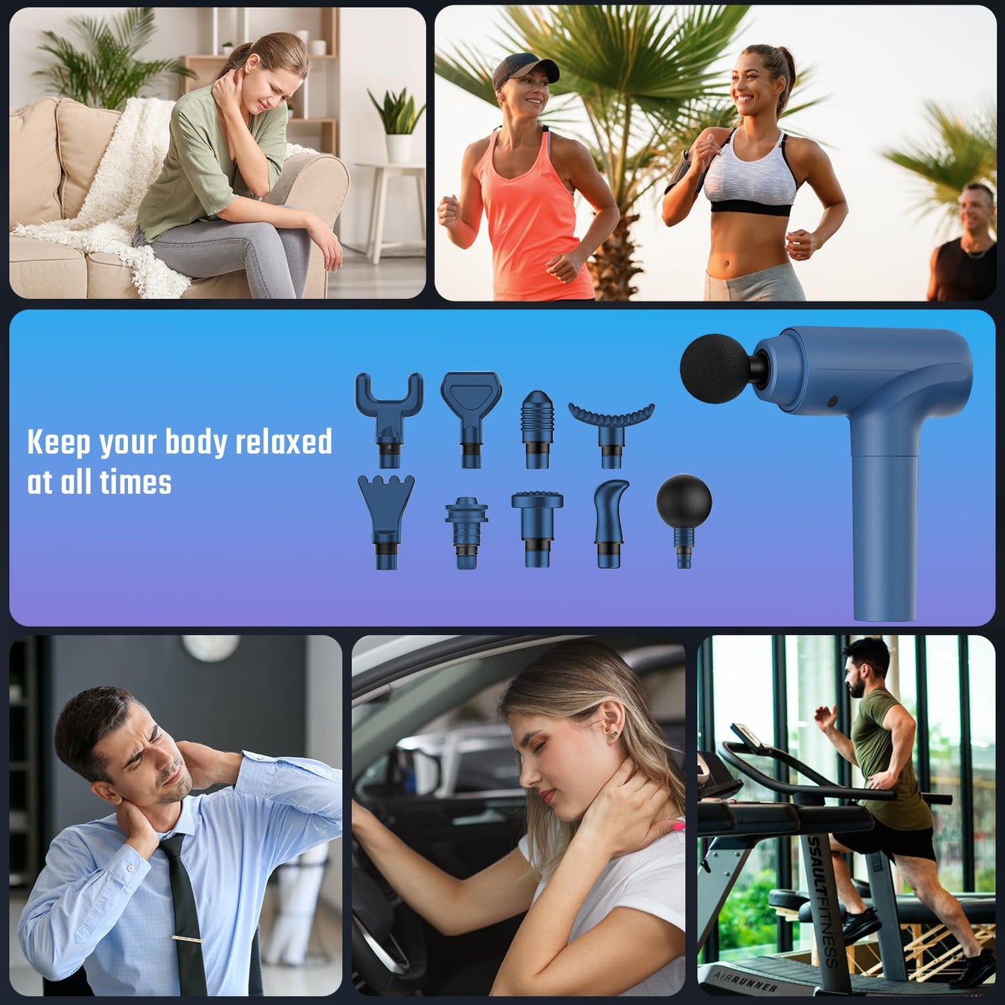 cotsoco Massage Gun, Muscle Massage Gun Deep Tissue Back Massager for Pain Relief, 20 Speeds Handheld Electric Massager Tool with Silent Brushless Motor, Suitable for Gym Office Home Travel