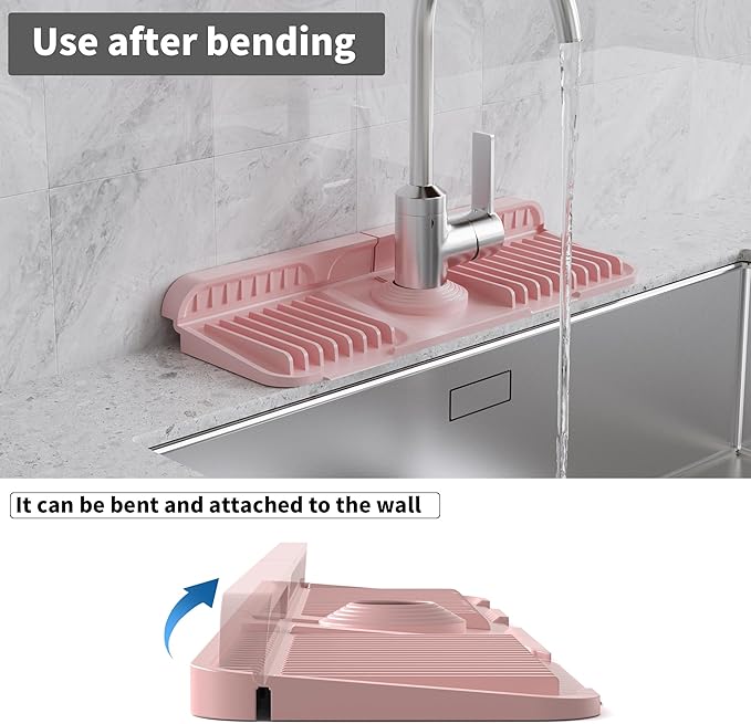 WAFT YEARN 14X5 Inch Silicone Durable Faucet Mat Kitchen Sink Splash Guard