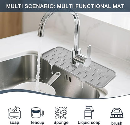 Kitchen Faucet Sink Splash Guard, Silicone Faucet Water Catcher Mat – Sink