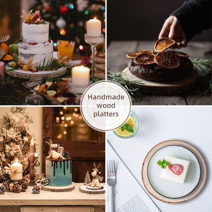 Maputune 8 Pcs 11-12 in Large Unfinished Wood Slices for Centerpieces, Natural Rustic Wooden Plate for DIY Craft, Round Wood Chips for Signage Painting Wedding Party Christmas Decor