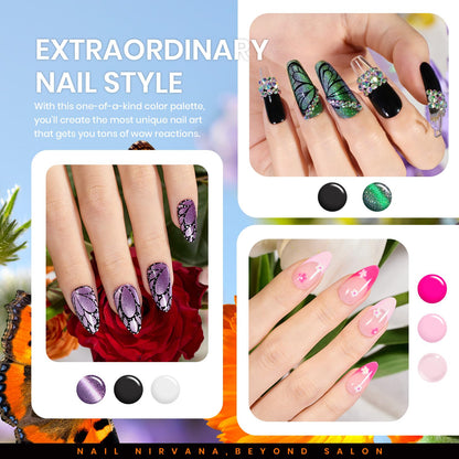 Beetles Cat Eye Gel Polish Set - 24Pcs 20 Colors Glitter Dark Color Changing Gel Nail Polish Kit with Base Gel Glossy Matte Top Coat Soak off UV DIY Nail Art Salon Ombre Black Nails Gift