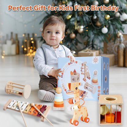 Smartwo Wooden Montessori Toys,Montessori Baby Blocks Toy for 12-18 Months,Shape Sorting,Xylophone,Development Toys for Girls Boys Birthday Chiristmas Gifts
