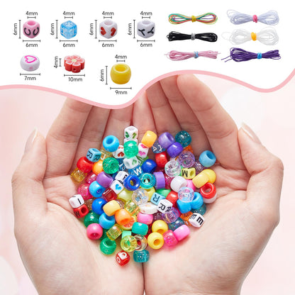 INSCRAFT 1200PCS Bracelet Making Kit, 24 Colors Pony Rainbow Kandi Beads, Friendship Bracelet Kit with Elastic Strings for Jewelry Making, Craft Gifts for Girls Adults
