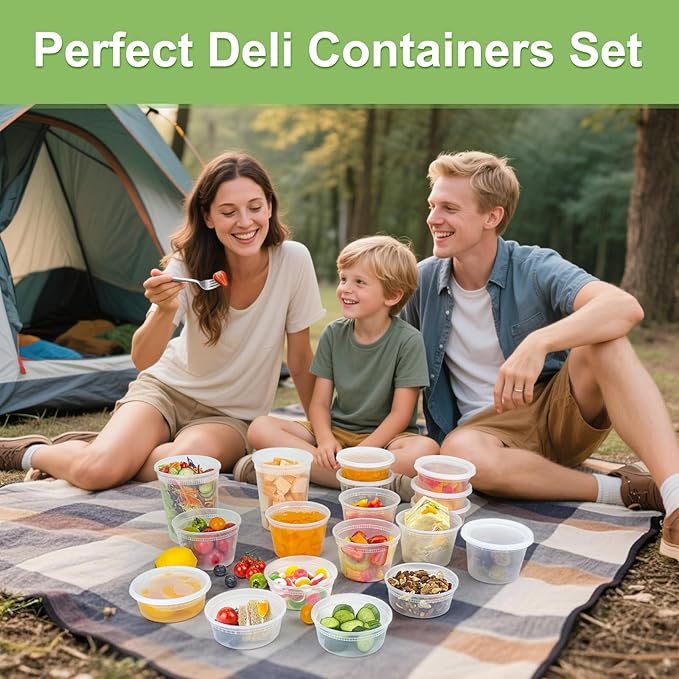 60 Sets Deli Containers with Lids 16 oz, Leak-Proof & BPA Free Airtight Takeout