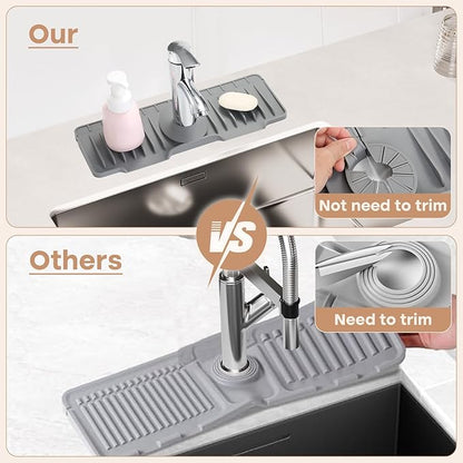 15.75 Inch kitchen Sink Faucet Mat, Silicone Sink Protector&Splash Guard
