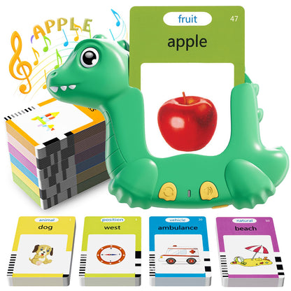Talking Flash Cards for Toddlers with 510 Sight Words, Dinosaur Shaped Pocket Speech English Learning Toys Gifts for Boys, Educational & Autism Toys for Speech Therapy
