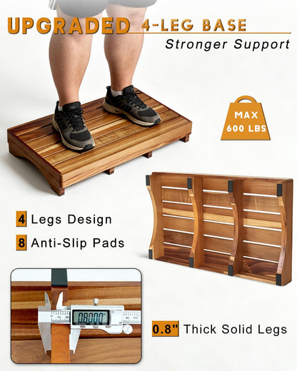 OurMiao Acacia Wood One Step Stool for Adults Elderly Kids (Size: 26" x 15.75" x 3.5"), Large Wooden Stepping Platform for Bed, Bathroom, Kitchen, Garden