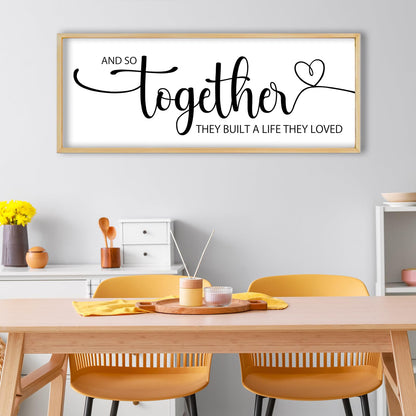RLWangChao And So Together They Built A Life They Loved Sign Wall Decor 40"x15" Above Over Bed Master Bedroom Large Wood Framed Wall Hanging Art (Wood)
