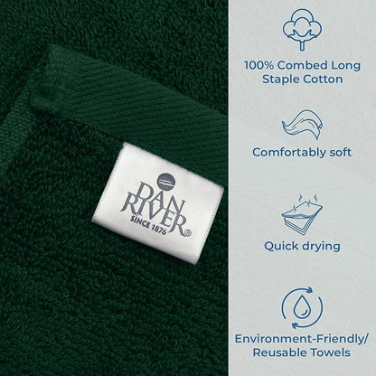 DAN RIVER Bath Towels Set of 4, 27 x 54 Inches, 100% Cotton, Larger & Lighter
