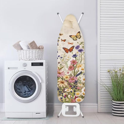 ZDCUSTOM Colorful Floral Butterfly Print Ironing Board Cover 15 x 54 inch