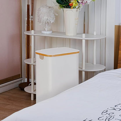 100L Laundry Hamper with Lid, Lagre Basket with Bamboo Handles, Foldable