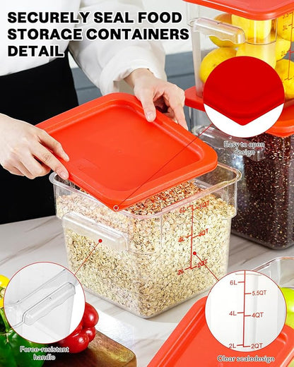 6QT Clear Food Storage Containers: 2 PCS NSF Food Storage Containers