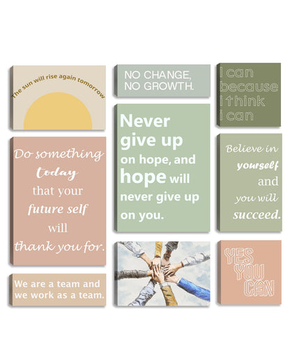 9-Pieces Framed Canvas Set Motivational Wall Decor Office Inspirational Wall Art Motivational Quotes Posters Positive Affirmation Office Wall Decor Office Wall Art Living Room Bedroom Prints Artwork