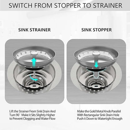 Kitchen Sink Strainer 2 Pack Drain Stopper Combo Basket Replacement