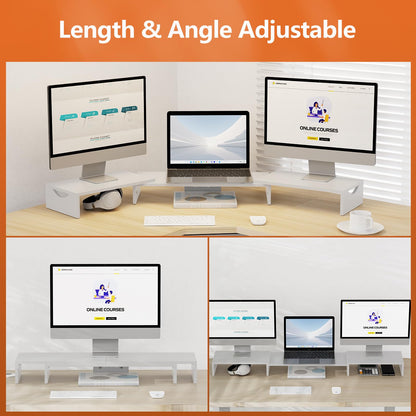 ErgoFocus Triple Monitor Stand Riser, Extra Long Monitor Lift for 3 Monitors, Dual Monitor Stand with Length and Angle Adjustable