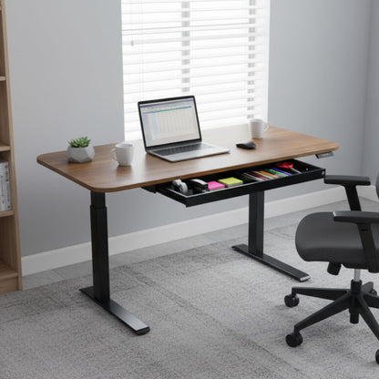 PERFECT POSTURE Under Desk Storage Drawer with Lock — Slim Pen & Pencil Drawer for Regular & Sit-Stand Standing Desks, Black (33” x 9.4”)