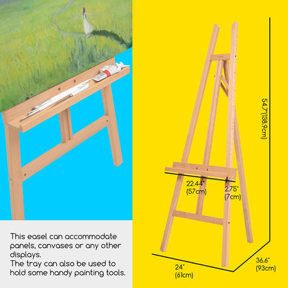 MEEDEN Art Easel Stand for Display - Adjustable Beech Wood Floor Easels for Painting, Holding Canvas up to 60", Ideal for Artist, Adults Painting Canvas, Drawing, Signs - Middle