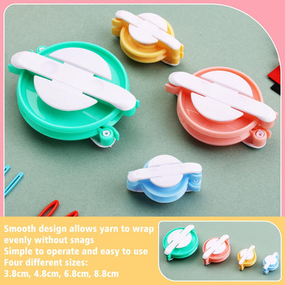 FTEVEN 41Pcs Pom Pom Maker, 8 Size Pompom Maker Kits with Warped Head Scissor and Instruction, Used for Fluff Ball Weave DIY Crochet Knitting, Pom Pom Maker for Yarn Knitting Craft Project