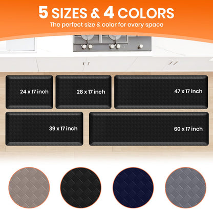 TranquilMoments 4/5 Inch Extra Thick Kitchen Mats for Floor,Non Slip Anti Fatigue Kitchen Rugs,Waterproof Stain Resistant Sink Mat,Cushioned Standing and Comfort Mats for Office (17"x24" Black)