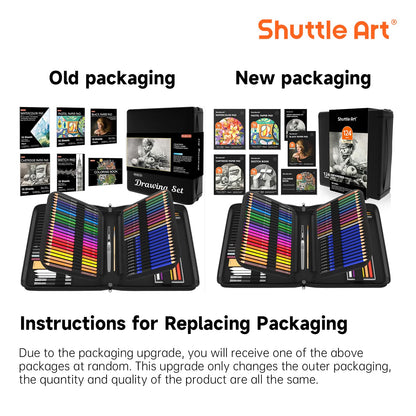 Shuttle Art 124 PCS Drawing Kit, Professional Drawing Supplies with Sketch, Charcoal, Colored, Graphite, Pastel Pencils & Sticks, Complete Drawing Tools and Paper Pads in Zipper Case for Artists&Kids