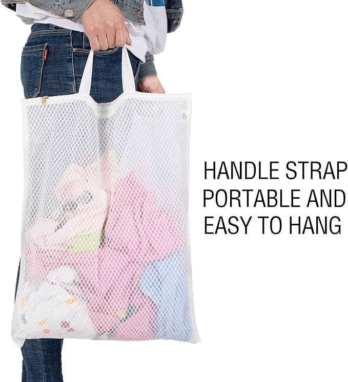 TENRAI Laundry Bag Mesh Wash Bag，Use YKK Zipper，Tote Bag Bathroom Hanging