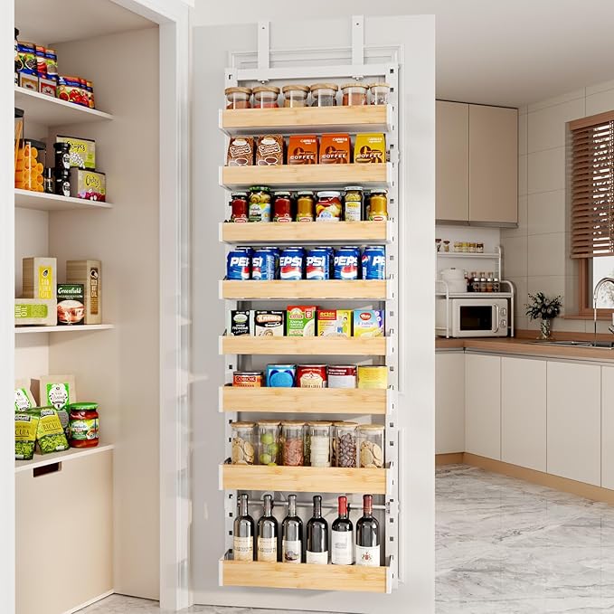 8-Tier Over The Door Pantry Organizer, Heavy-Duty Metal Wall Mount or Hanging
