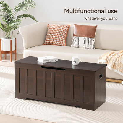 VANKILEY 43.3" Storage Chest Extra Large,Storage Trunk with 2 Safety Hinges,Wooden Storage Bench,Shoe Bench,43.3x15.7x19.1 Inch,Easy Assembly,Storage Bench for Bedroom,Living Room,entryway(Espresso).
