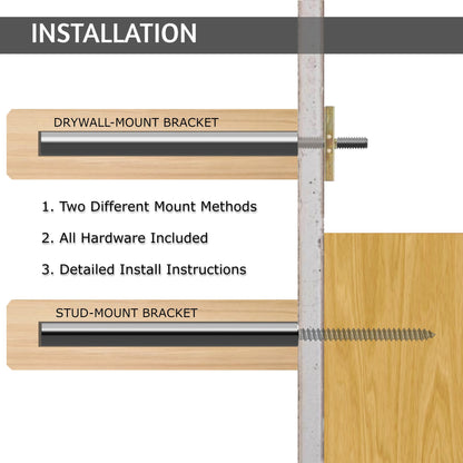 Floating Shelf Hidden Bracket 5" (4 PCS) - Hidden Supports for Wooden Floating Shelves - Drywall Mount or Stud Mount with Included Drill Guide and Steel Hardware