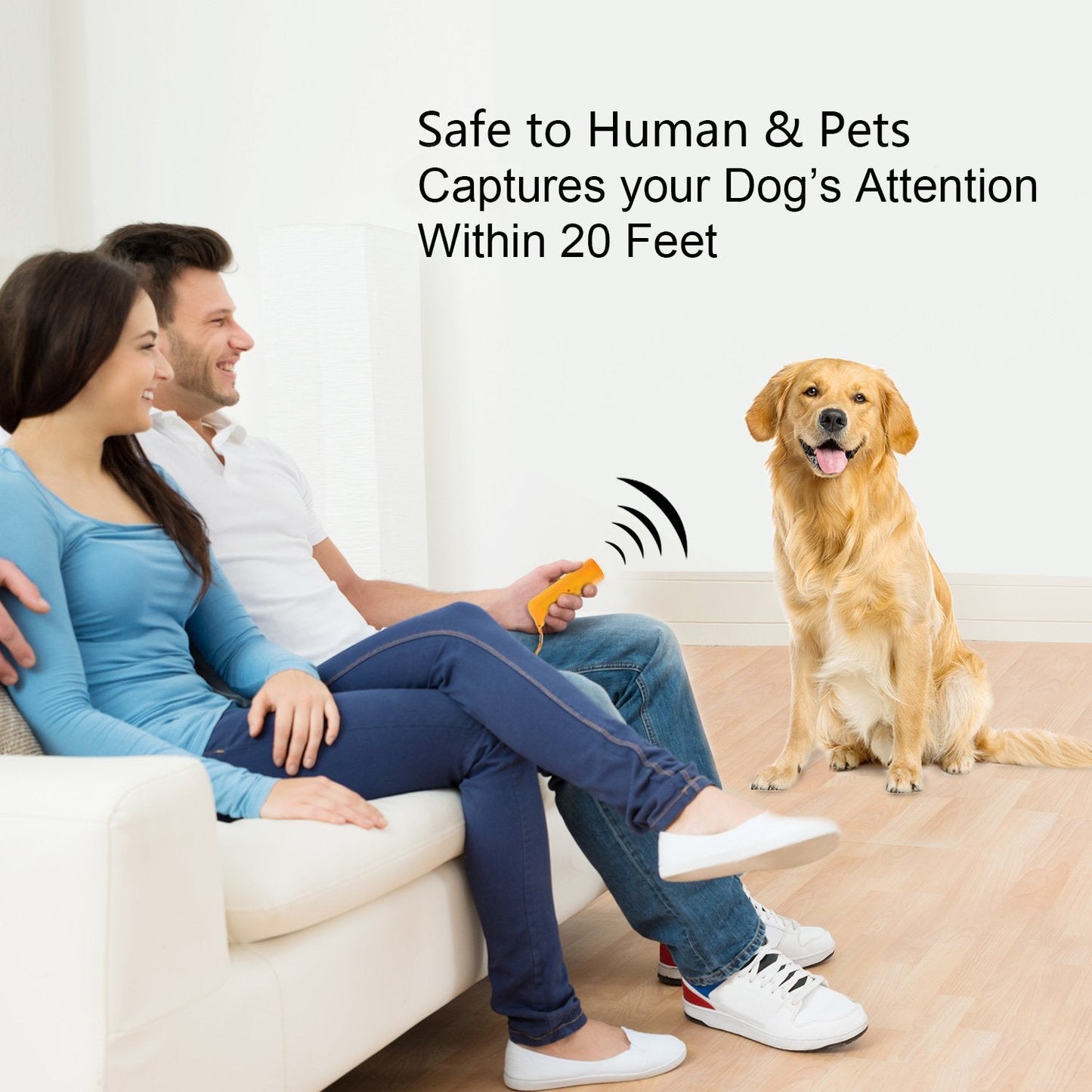 Frienda LED Ultrasonic Dog Trainer Device 3 in 1 Stop Barking Stop Bark Handheld Dog Training Device (Yellow)