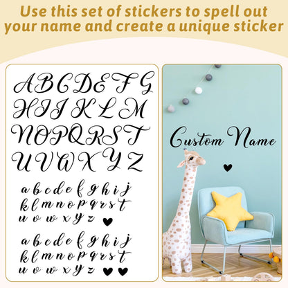 Custom Name Wall Stickers Personalized Name Vinyl Decals for Baby Kids Room Wall Decor Custom Names Sign for Backdrop DIY Alphabet ABC Sticker for Nursery Toddler Bedroom Playroom Home Decorations
