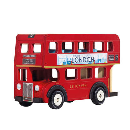 Le Toy Van - Cars & Construction - London Double Decker Bus - Wooden Bus - Role Play Toy - Suitable for Girls & Boys Age 3+, Red