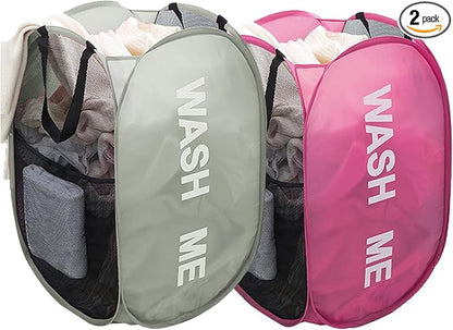 Larpur Pop Up Laundry Baskets, 2 Pack Mesh Laundry Hampers