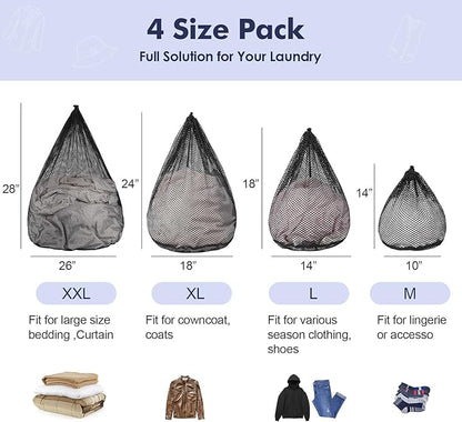 4Pcs Mesh Laundry Bags Washing Machine Mesh Wash Bags Jumbo