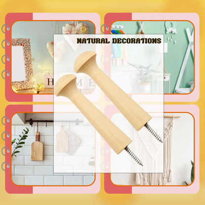 Kugliwa 36 Pcs Wooden Shaker Peg Unfinished Wood Shaker Racks DIY Wood Wall Hooks with Screws for Hanging Clothes Hats, 3.62 Inches