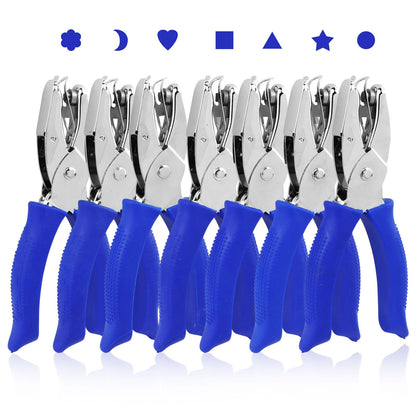 7-Pack Craft Hole Punch Set, Metal Single Hole Puncher with Soft-Grip Handles, 1/4" & 3/16" Multi Shapes for Scrapbooking, Card Making, Office Binder & DIY Crafts
