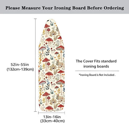 Sprowallow Mushroom Leaf Ironing Board Cover and Pad 15x54 Inch Standard Size