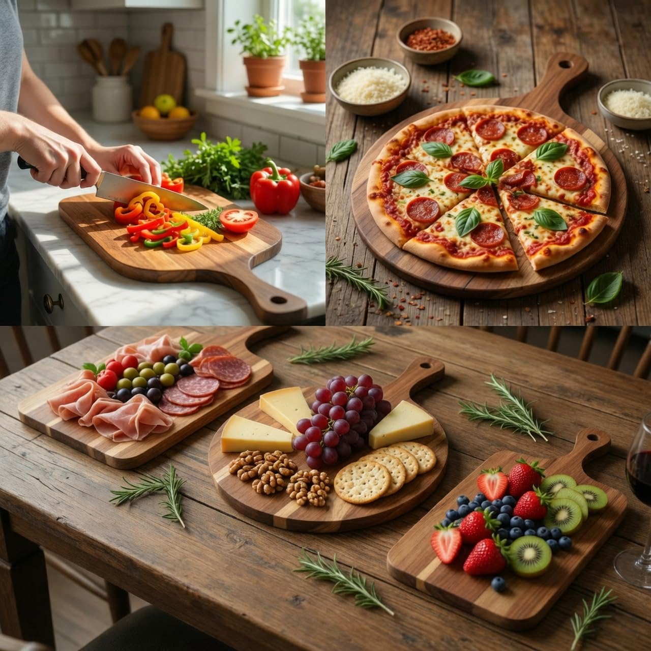Ama Poem 3 Pack Acacia Wood Cutting Boards with Handle