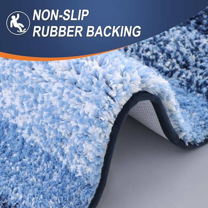 OLANLY Small Bathroom Rugs Mat 24x16, Extra Soft Absorbent Microfiber Bath Rugs, Rubber Backing, Quick Dry, Machine Washable Bath Mats for Bathroom Floor, Tub and Shower, Home Decor Accessories, Navy