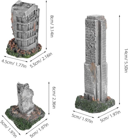 SHOWERORO 3pcs Aquarium Ruins Decorations - Fish Tank Resin Castle Hideouts for Fish Shrimp - Antique Model City Buildings for Underwater Landscaping Decors